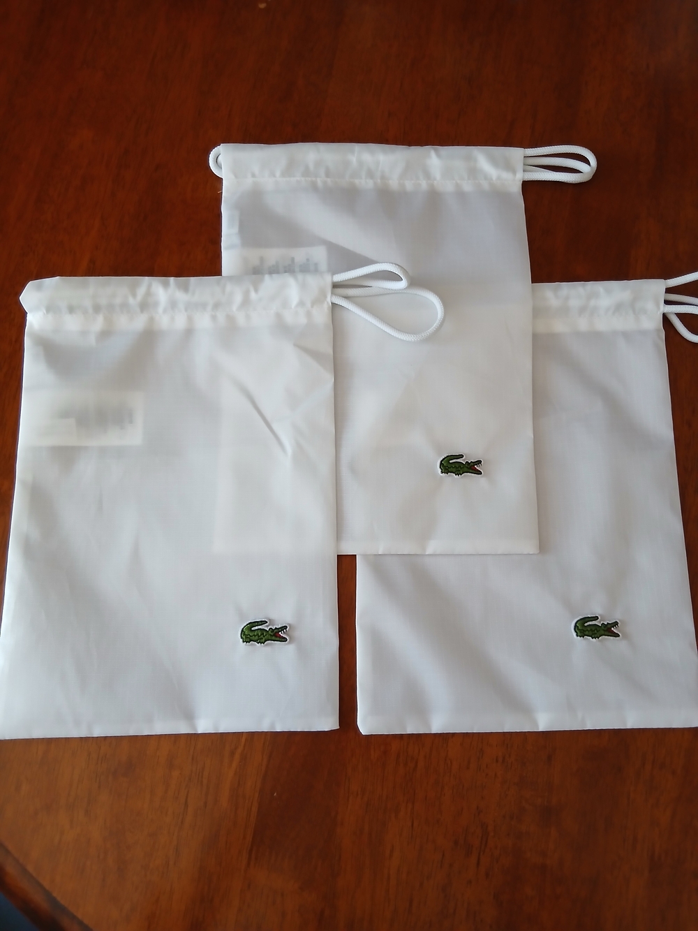 Lacoste White Drawstring Shoe Bags - Set of 3